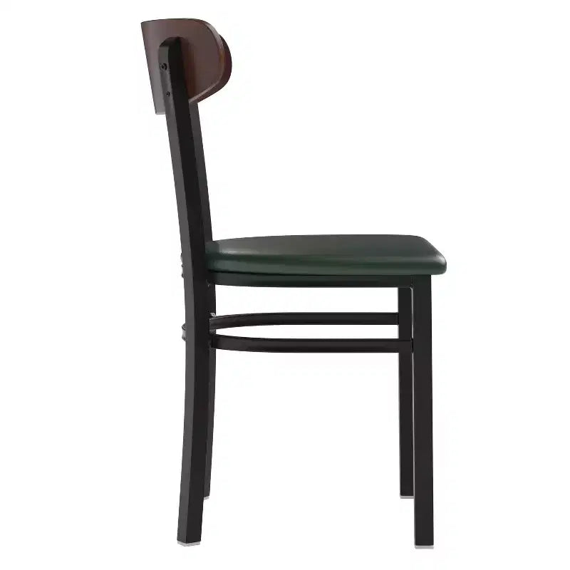 Flash Furniture Wright Commercial Grade Dining Chair with 500 LB. Capacity Steel Frame, Solid Wood Seat, and Boomerang Back