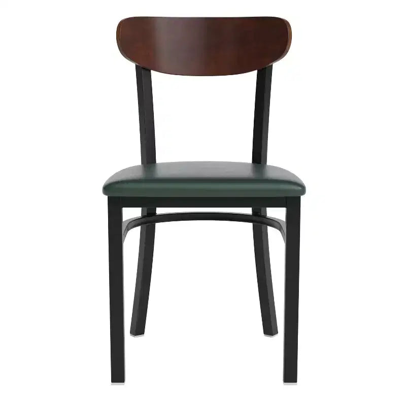 Flash Furniture Wright Commercial Grade Dining Chair with 500 LB. Capacity Steel Frame, Solid Wood Seat, and Boomerang Back