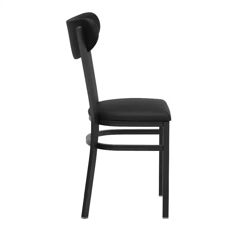 Flash Furniture Wright Commercial Grade Dining Chair with 500 LB. Capacity Steel Frame, Solid Wood Seat, and Boomerang Back