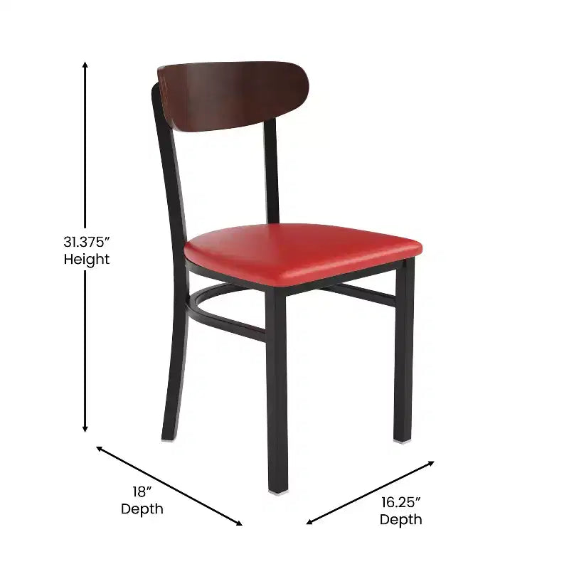 Flash Furniture Wright Commercial Grade Dining Chair with 500 LB. Capacity Steel Frame, Solid Wood Seat, and Boomerang Back