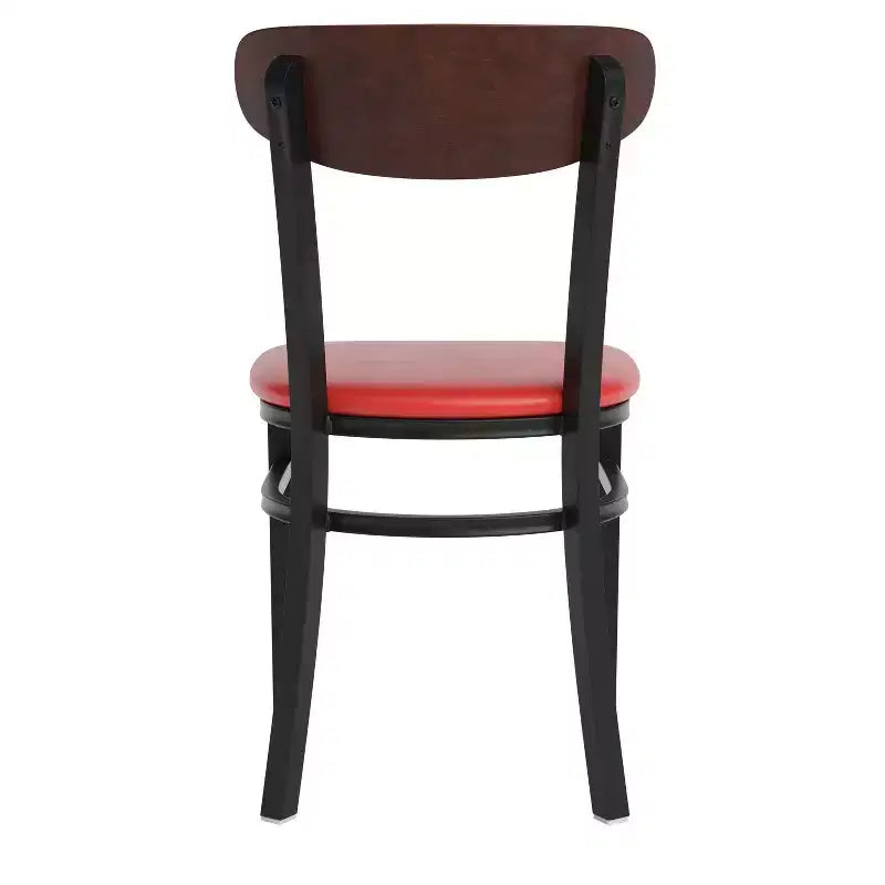 Flash Furniture Wright Commercial Grade Dining Chair with 500 LB. Capacity Steel Frame, Solid Wood Seat, and Boomerang Back