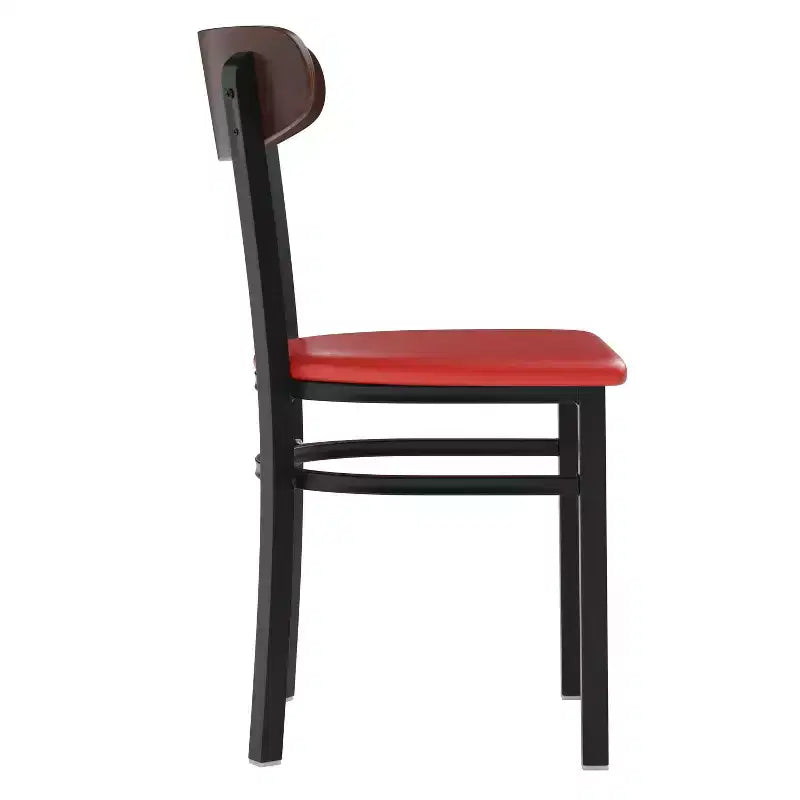 Flash Furniture Wright Commercial Grade Dining Chair with 500 LB. Capacity Steel Frame, Solid Wood Seat, and Boomerang Back