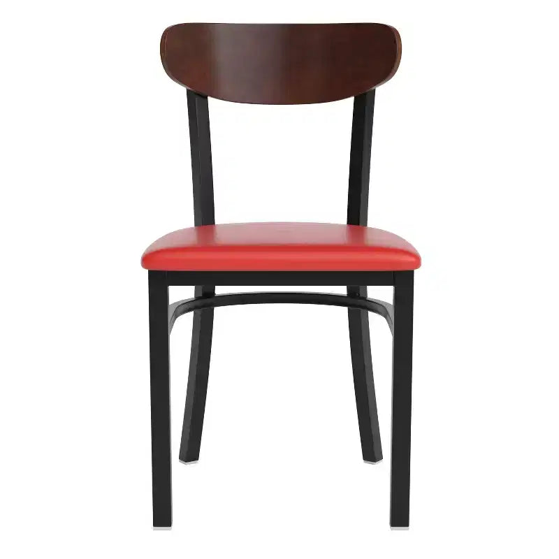 Flash Furniture Wright Commercial Grade Dining Chair with 500 LB. Capacity Steel Frame, Solid Wood Seat, and Boomerang Back