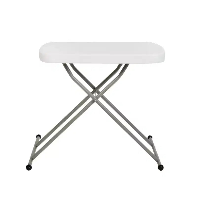 Emma and Oliver Height Adjustable Plastic Folding TV Tray/Laptop Table in Granite White
