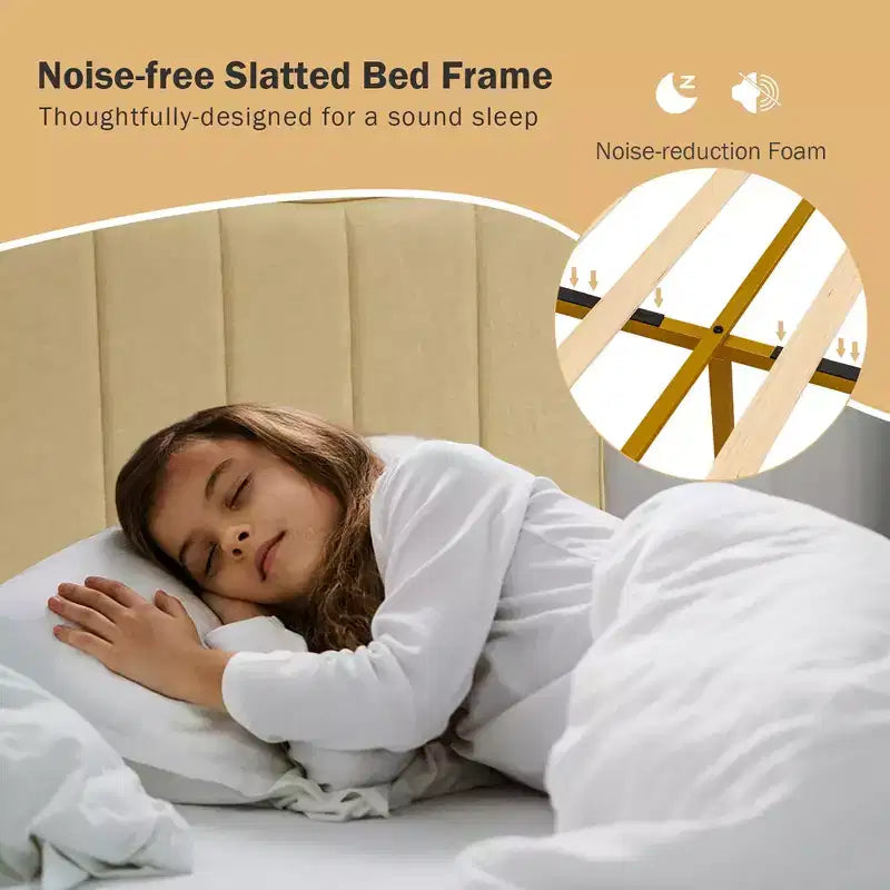 Costway Full\Queen Size Upholstered Bed Frame Mattress Foundation Platform Quilted Headboard