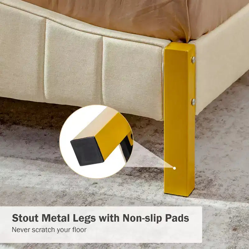 Costway Full\Queen Size Upholstered Bed Frame Mattress Foundation Platform Quilted Headboard