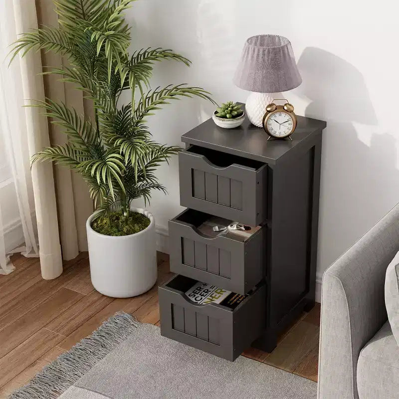 Costway Bathroom Floor Cabinet Freestanding Storage Organizer w/ 3 Drawers