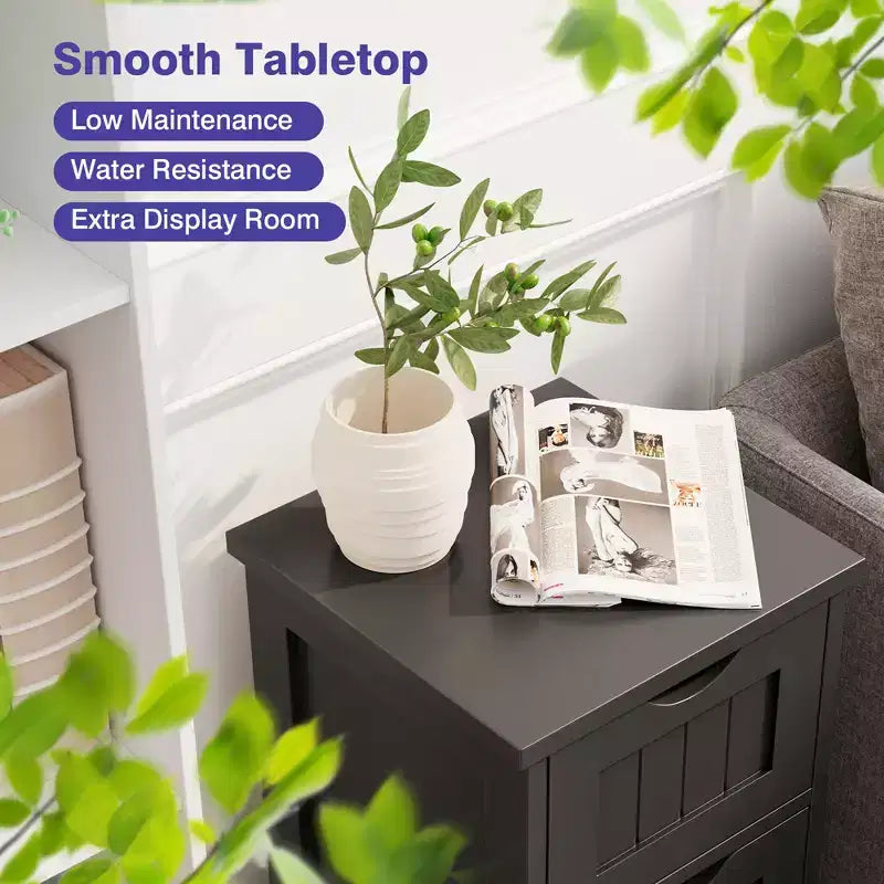 Costway Bathroom Floor Cabinet Freestanding Storage Organizer w/ 3 Drawers