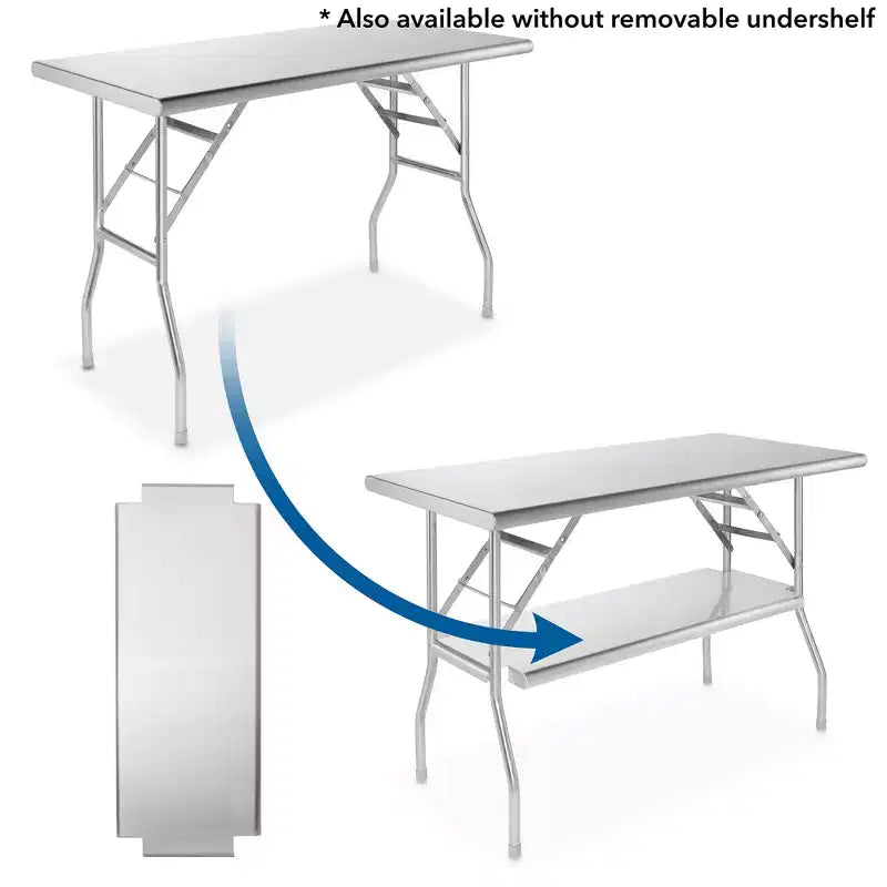 GRIDMANN 48 x 24 Inch Stainless Steel Folding Tables, NSF Certified Kitchen Prep Table