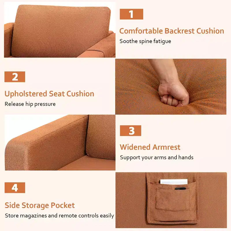 Costway Set of 2 Fabric Accent Armchair Single Sofa w/ Side Storage Pocket