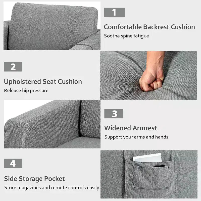 Costway Set of 2 Fabric Accent Armchair Single Sofa w/ Side Storage Pocket