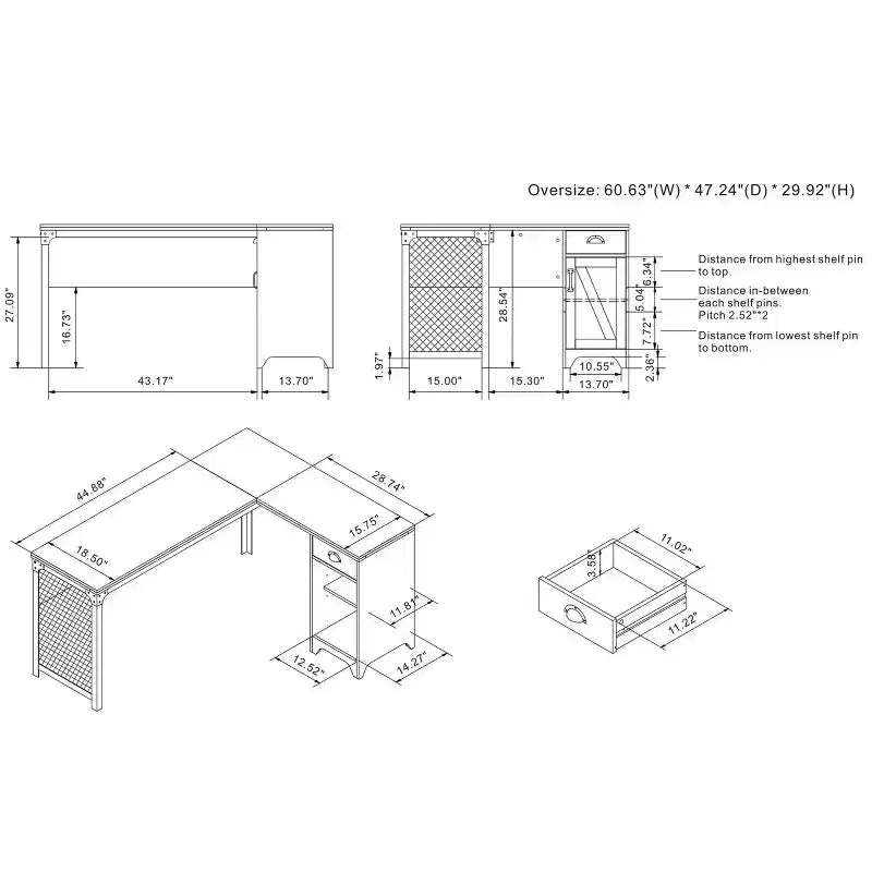 24/7 Shop At Home Nackimen L Shaped Desk