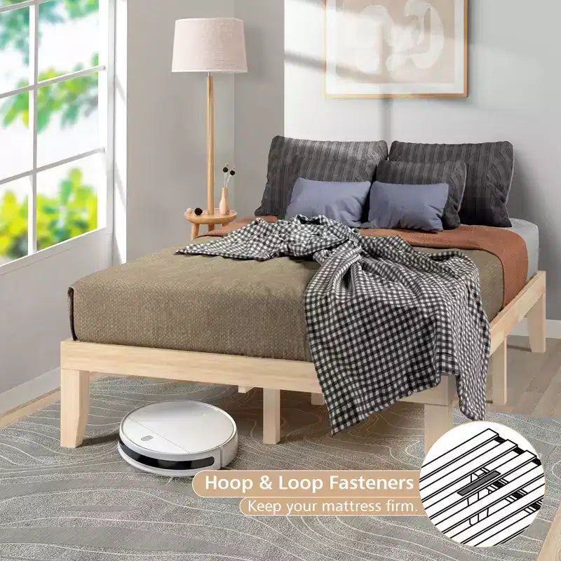 Costway Full Size Wood Bed Frame & 10'' Foam Mattress Set CertiPUR-US Certified Natural/Espresso