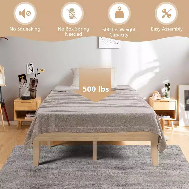 Costway Full Size Wood Bed Frame & 10'' Foam Mattress Set CertiPUR-US Certified Natural/Espresso