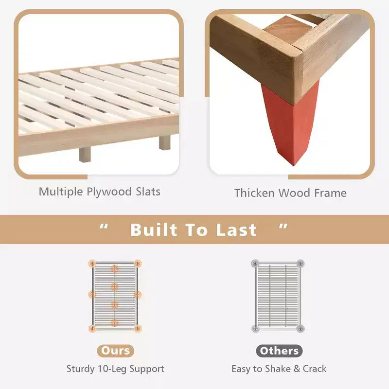 Costway Full Size Wood Bed Frame & 10'' Foam Mattress Set CertiPUR-US Certified Natural/Espresso