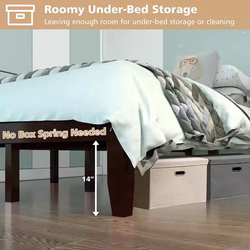 Costway Full Size Wood Bed Frame & 10'' Foam Mattress Set CertiPUR-US Certified Natural/Espresso