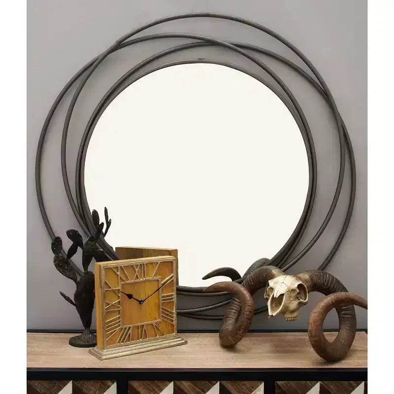Metal Overlapping Circle Frame Wall Mirror- Olivia & May