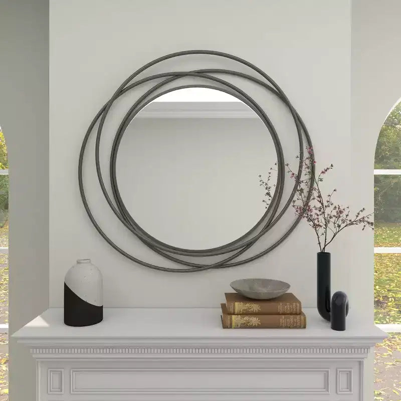 Metal Overlapping Circle Frame Wall Mirror- Olivia & May