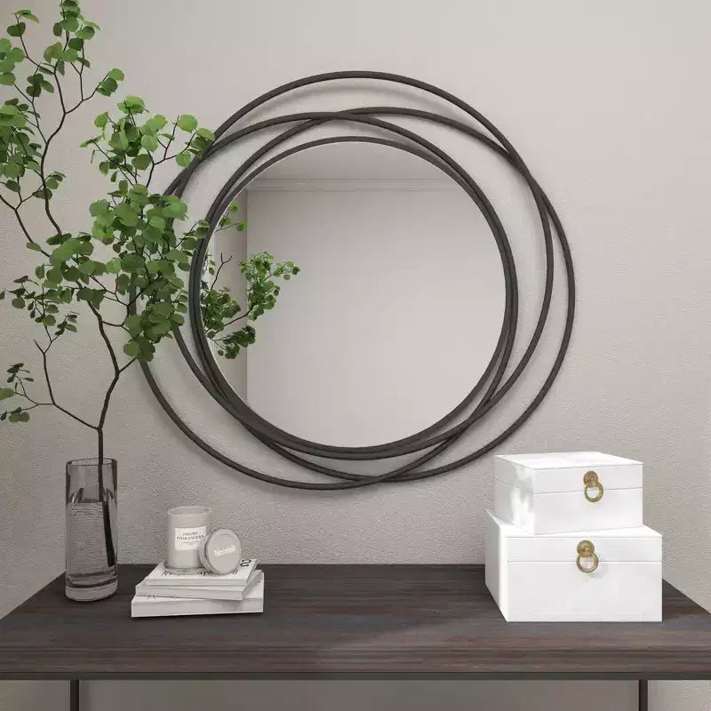 Metal Overlapping Circle Frame Wall Mirror- Olivia & May