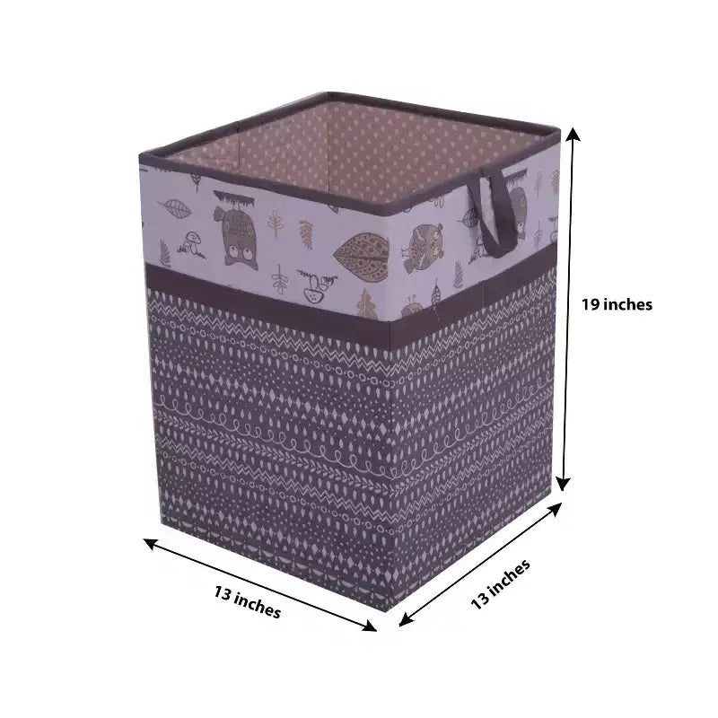 Bacati - Owls Gray/Beige Neutral Collapsible Laundry Hamper