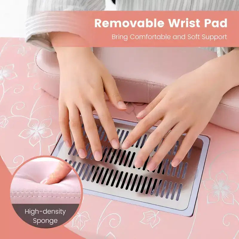 Costway Folding Manicure Table Portable Nail Desk with Dust Collector LED Lamp Carry Bag