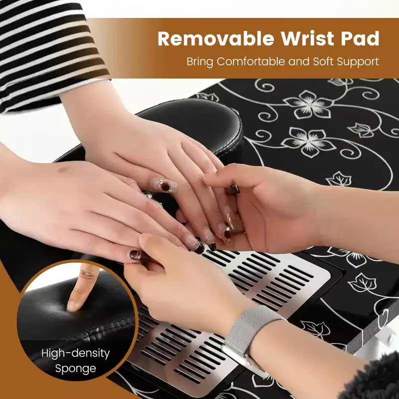 Costway Folding Manicure Table Portable Nail Desk with Dust Collector LED Lamp Carry Bag