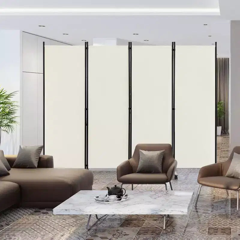 Costway 4-Panel Folding Room Divider 6FT Rolling Privacy Screen with Lockable Wheels Black/Brown/Grey/White