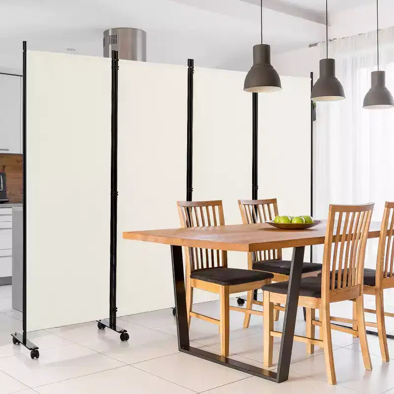 Costway 4-Panel Folding Room Divider 6FT Rolling Privacy Screen with Lockable Wheels Black/Brown/Grey/White