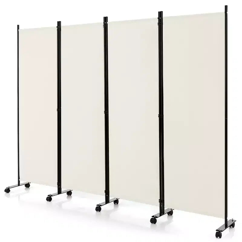 Séparateur de pièce pliant Costway à 4 panneaux, paravent de confidentialité roulant de 1,8 m avec roues verrouillables Noir/Marron/Gris/Blanc