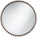 Uttermost Round Vanity Decorative Wall Mirror Rustic Beveled Glass Dark Bronze Beaded Iron Frame 32 Wide for Bathroom Living Room