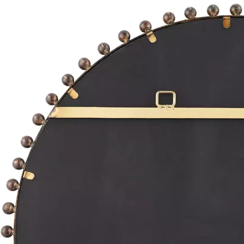 Uttermost Round Vanity Decorative Wall Mirror Rustic Beveled Glass Dark Bronze Beaded Iron Frame 32 Wide for Bathroom Living Room