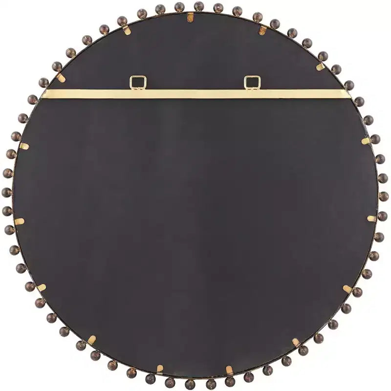 Uttermost Round Vanity Decorative Wall Mirror Rustic Beveled Glass Dark Bronze Beaded Iron Frame 32 Wide for Bathroom Living Room