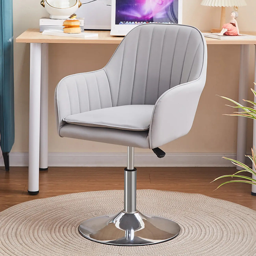 Chaise de bureau pivotante en cuir gris élégant