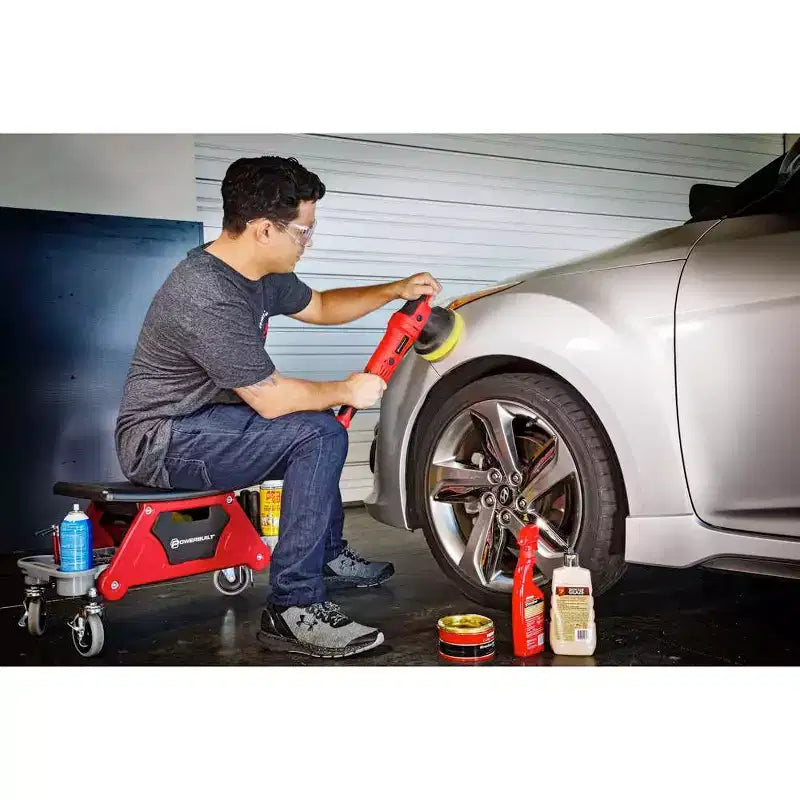 Powerbuilt Heavy Duty Rolling Work Seat with Storage Trays