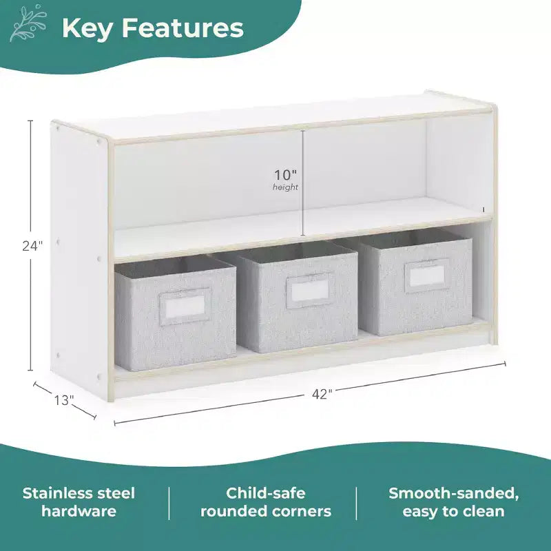 Guidecraft EdQ 2-Shelf Open Storage 24: Children's Low Wooden Bookshelf with Toy Shelves for Classroom and Playroom Organization