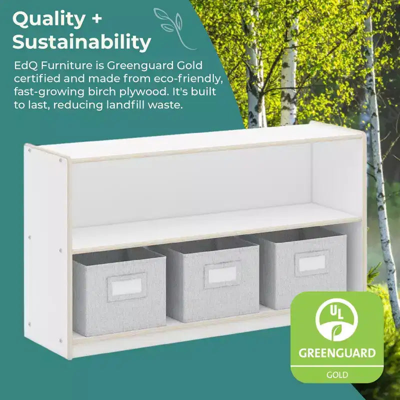 Guidecraft EdQ 2-Shelf Open Storage 24: Children's Low Wooden Bookshelf with Toy Shelves for Classroom and Playroom Organization
