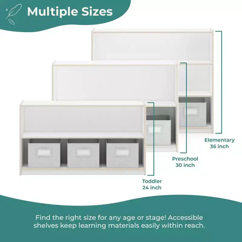 Guidecraft EdQ 2-Shelf Open Storage 24: Children's Low Wooden Bookshelf with Toy Shelves for Classroom and Playroom Organization