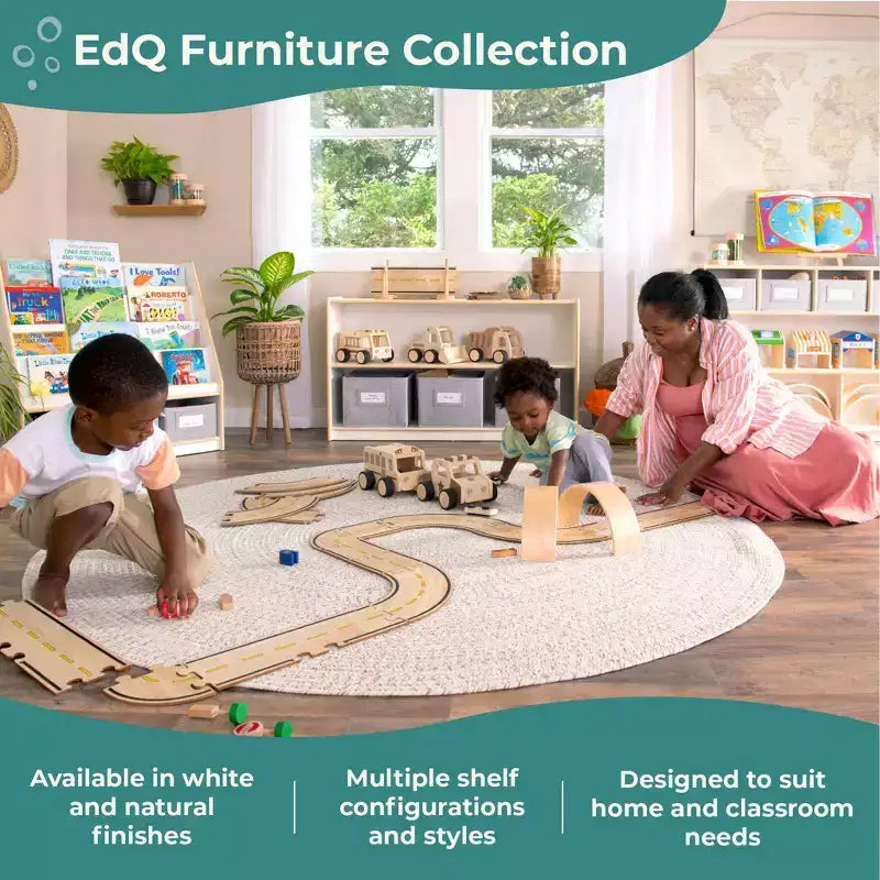 Guidecraft EdQ 2-Shelf Open Storage 24: Children's Low Wooden Bookshelf with Toy Shelves for Classroom and Playroom Organization