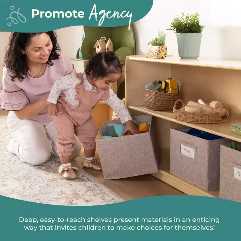 Guidecraft EdQ 2-Shelf Open Storage 24: Children's Low Wooden Bookshelf with Toy Shelves for Classroom and Playroom Organization