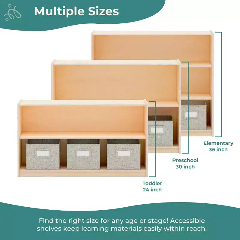 Guidecraft EdQ 2-Shelf Open Storage 24: Children's Low Wooden Bookshelf with Toy Shelves for Classroom and Playroom Organization
