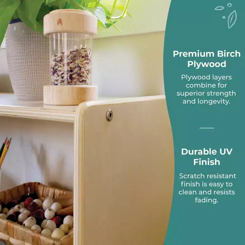 Guidecraft EdQ 2-Shelf Open Storage 24: Children's Low Wooden Bookshelf with Toy Shelves for Classroom and Playroom Organization