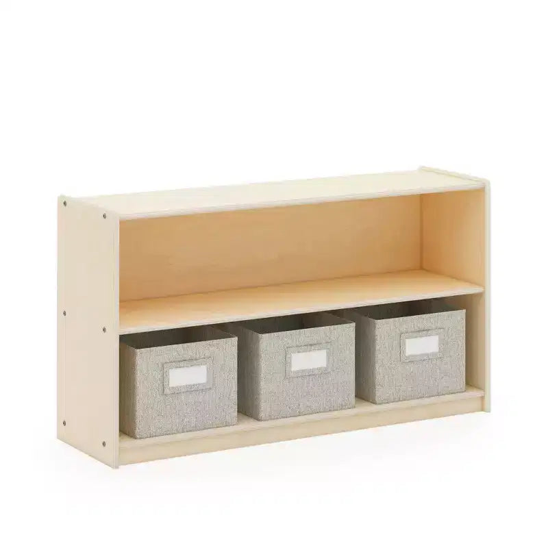 Guidecraft EdQ 2-Shelf Open Storage 24: Children's Low Wooden Bookshelf with Toy Shelves for Classroom and Playroom Organization