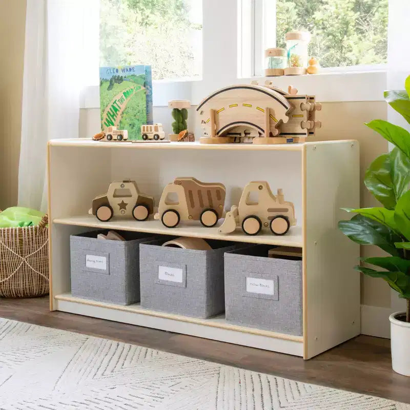 Guidecraft EdQ 2 étagères ouvertes 24 : Bibliothèque basse en bois pour enfants avec étagères à jouets pour l'organisation de la salle de classe et de la salle de jeux