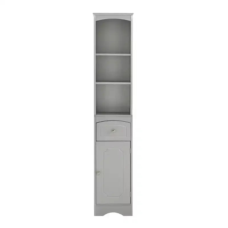 Tall Bathroom Storage Cabinet with Shelves, Drawer and Door, Slim Freestanding Linen Tower for Small Spaces - ModernLuxe