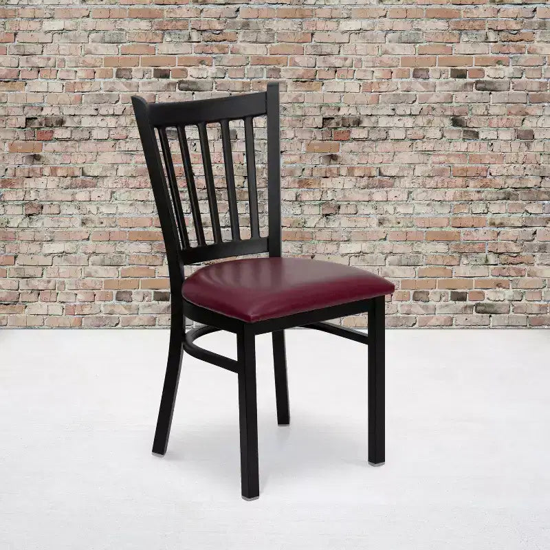 Emma and Oliver 2 Pack Vertical Back Metal Restaurant Chair