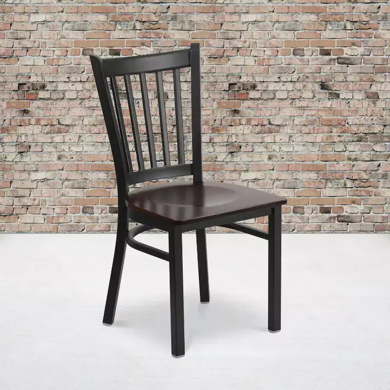 Emma and Oliver 2 Pack Vertical Back Metal Restaurant Chair