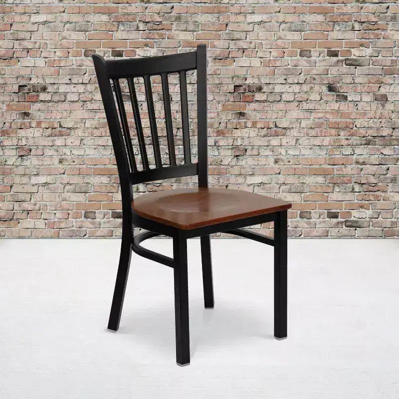 Emma and Oliver 2 Pack Vertical Back Metal Restaurant Chair
