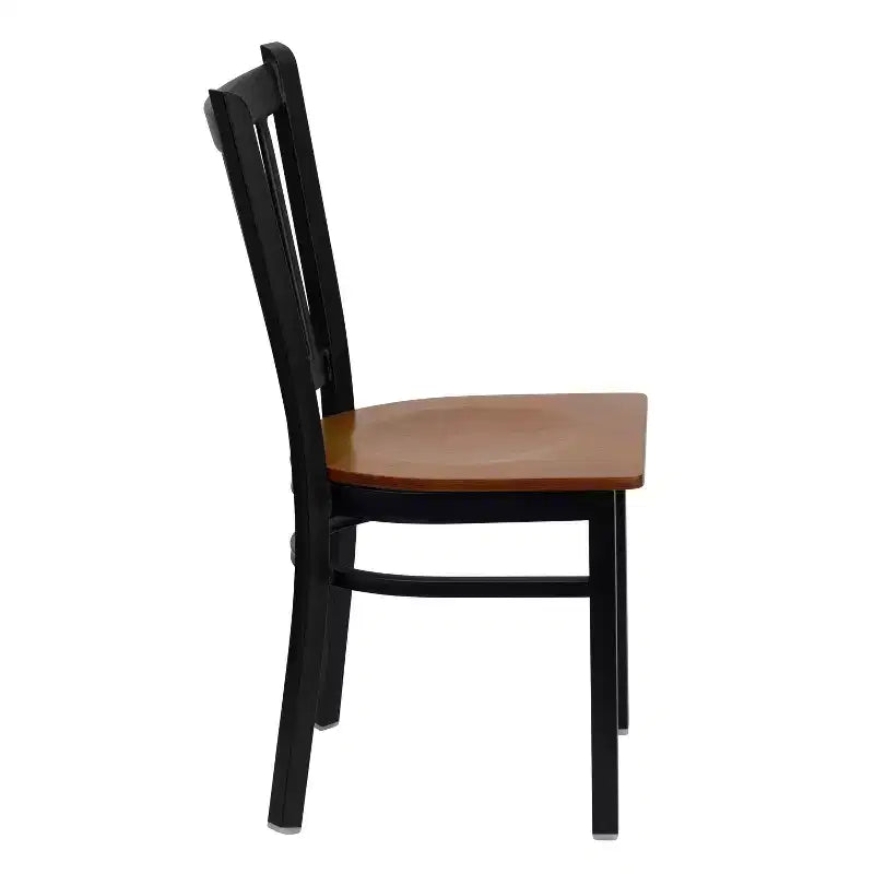 Emma and Oliver 2 Pack Vertical Back Metal Restaurant Chair