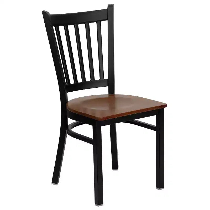Emma and Oliver 2 Pack Vertical Back Metal Restaurant Chair