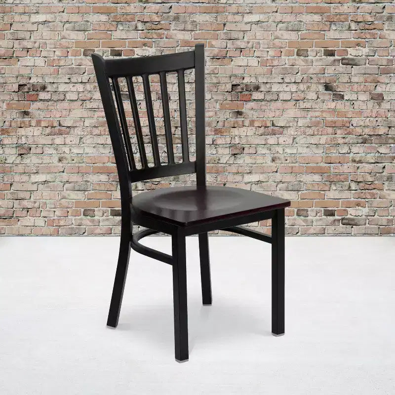 Emma and Oliver 2 Pack Vertical Back Metal Restaurant Chair
